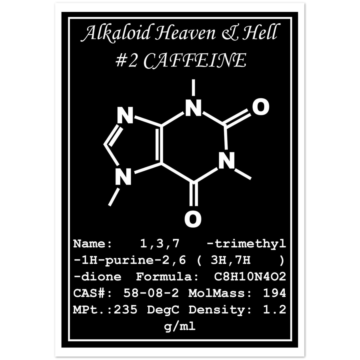 Caffeine Structural Formula | Pack of 10 Greeting Cards