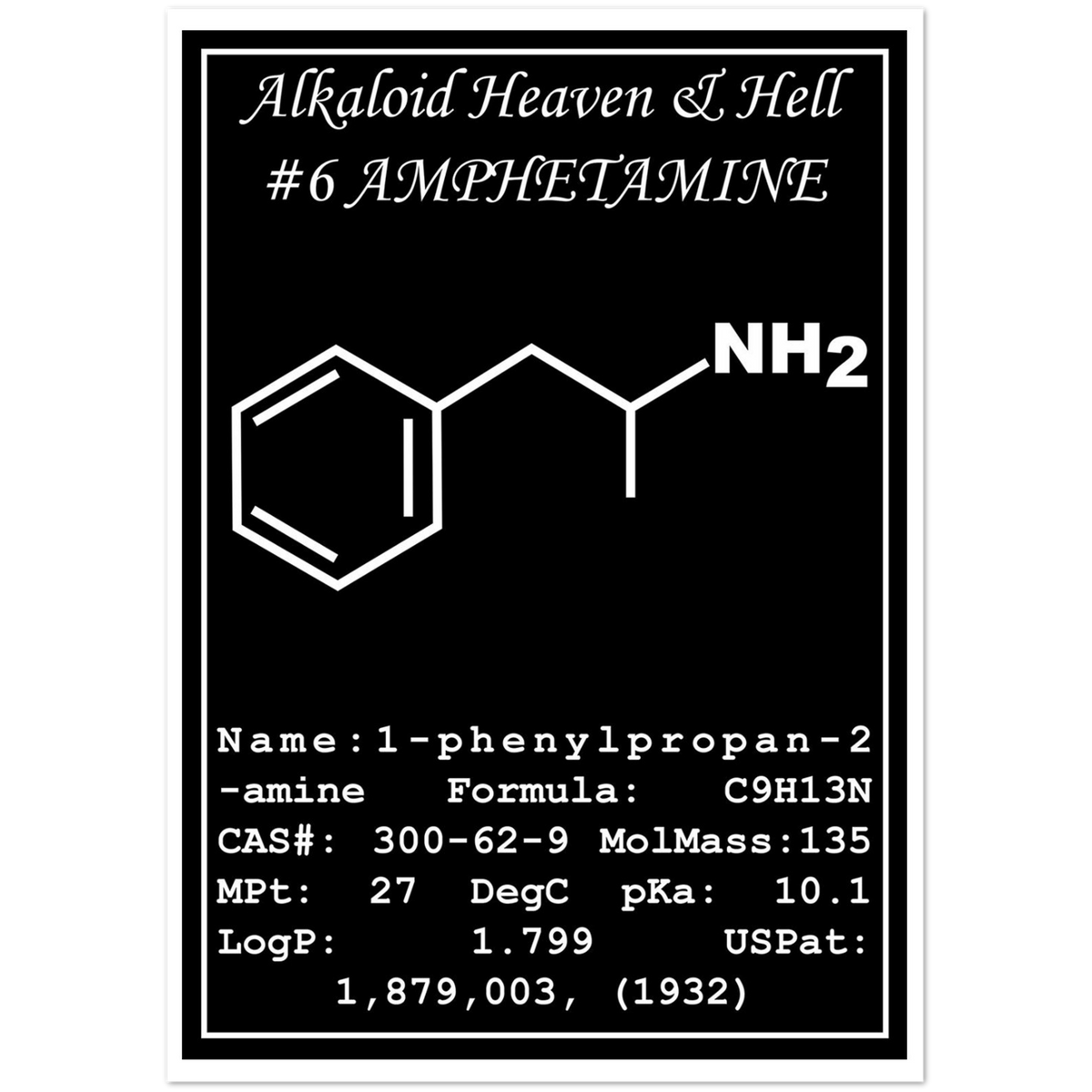 Amphetamine Structural Formula | Pack of 10 Greeting Cards