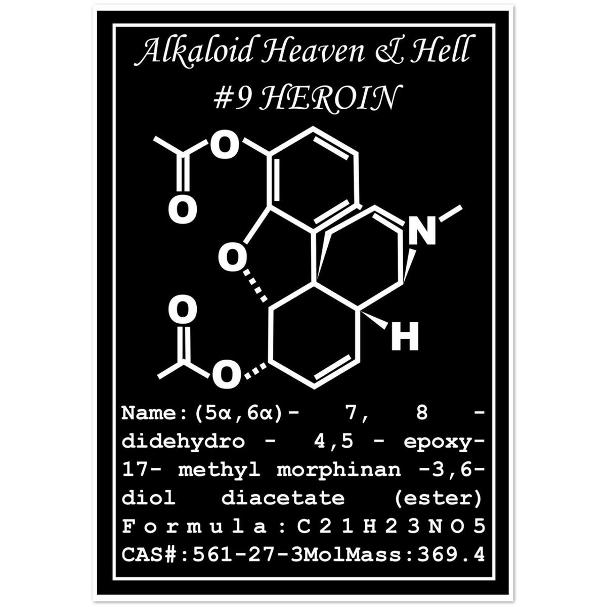 Heroin Structural Formula | Pack of 10 Greeting Cards