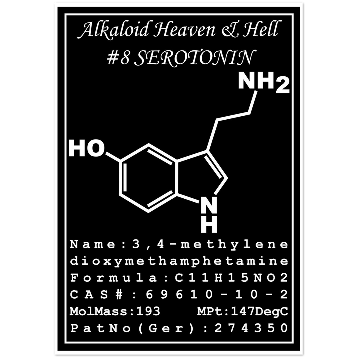 Serotonin Structural Formula | Pack of 10 Greeting Cards