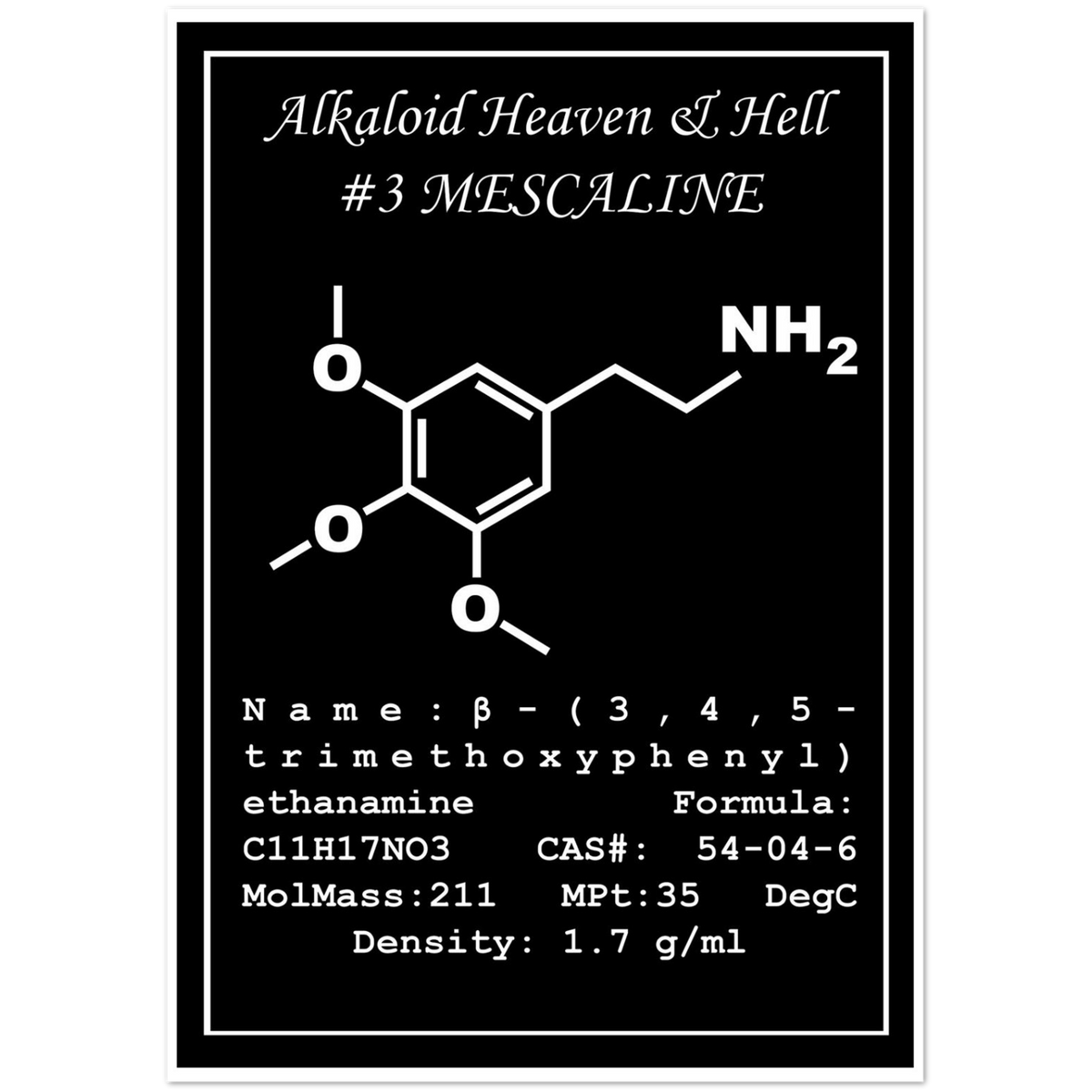 Mescaline Structural Formula | Pack of 10 Greeting Cards