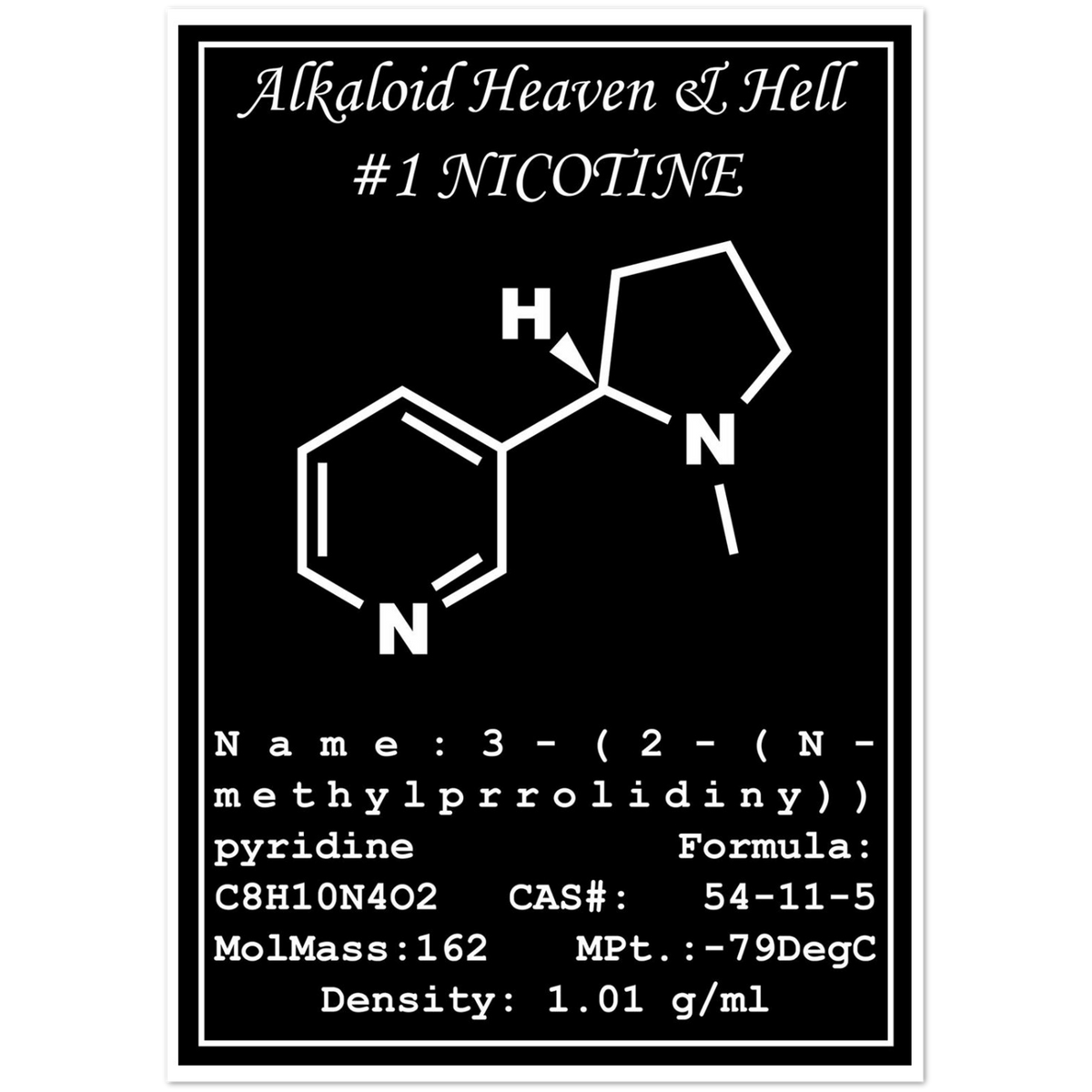 Nicotine Structural Formula | Pack of 10 Greeting Cards