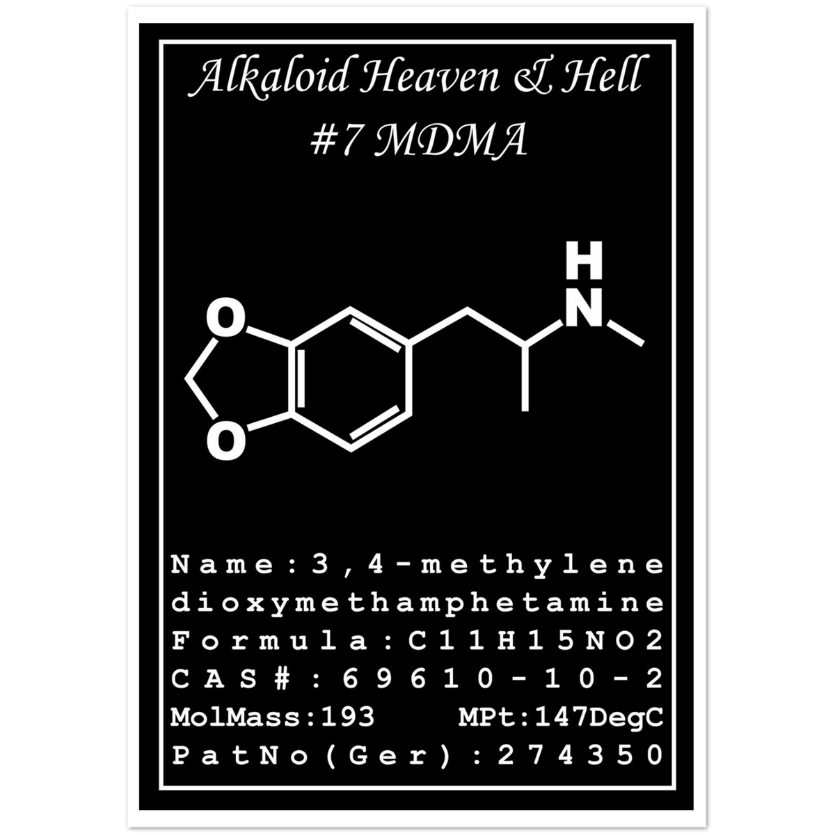 MDMA Structural Formula | Pack of 10 Greeting Cards