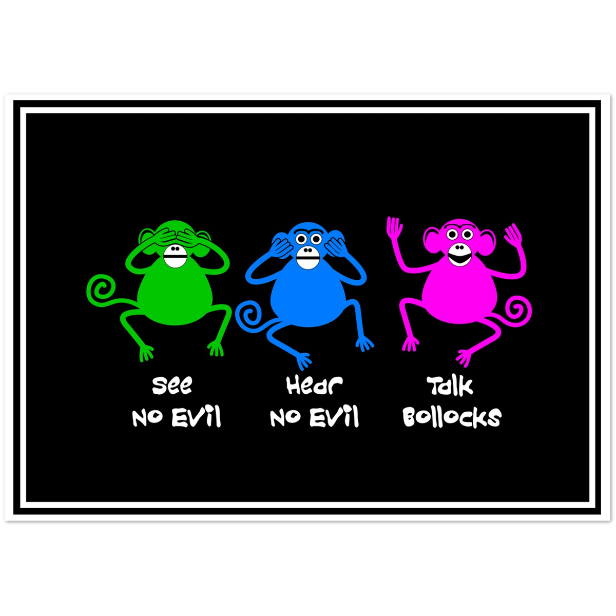 Three Monkeys | Pack of 10 Greeting Cards