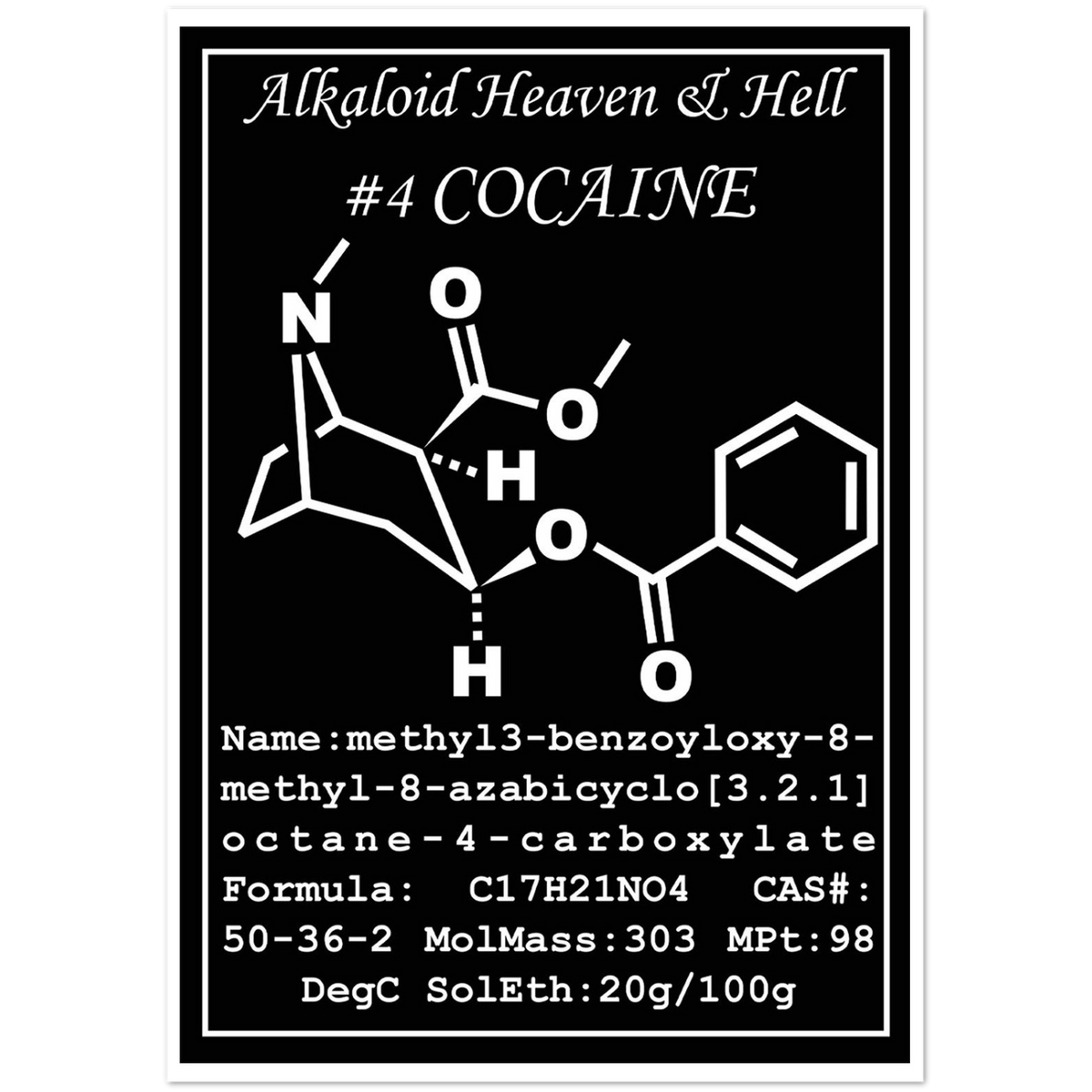 Cocaine Structural Formula | Pack of 10 Greeting Cards